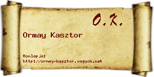 Ormay Kasztor névjegykártya